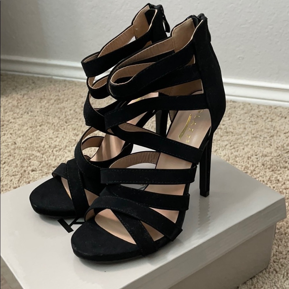Glaze Black Strappy Heels